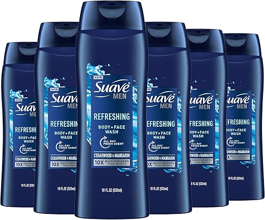 Suave Men Moisturizing Body & Face Wash, Cedarwood Mandarin Scent
