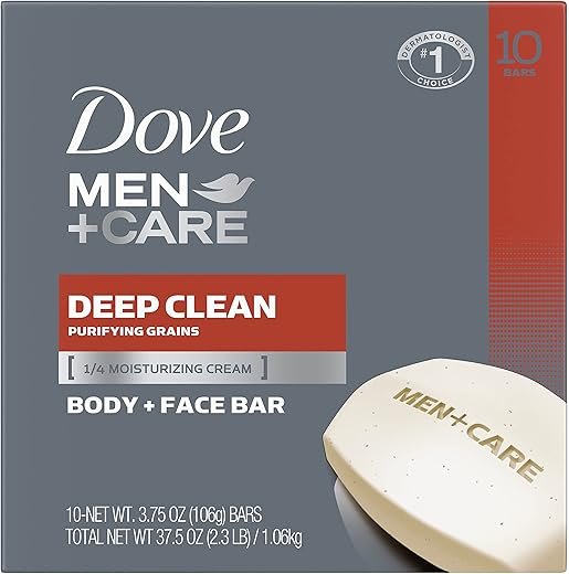 Dove Men's Deep Clean Soap Bar, 3.75 oz, 10 Bars