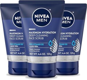 Nivea Men Men’s Maximum Hydration Deep Cleaning Face Scrub, 3 Pack