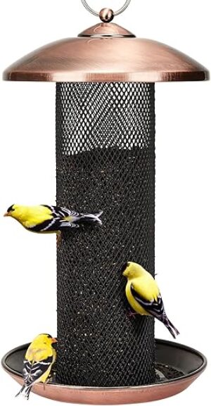 Kingsyard Metal Mesh Tube Bird Feeder, Antique Copper