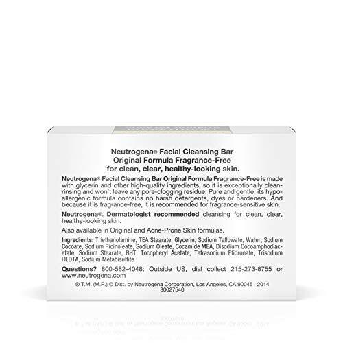 Neutrogena Fragrance-Free Facial Cleansing Bar Soap, 3.5 oz - Image 4