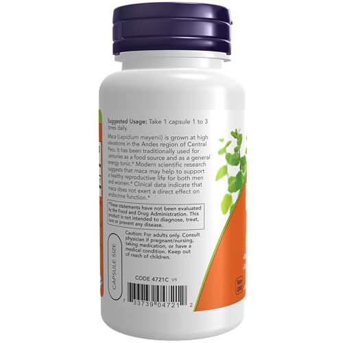NOW Foods Maca 500 Mg, Reproductive Health, 100 Capsules - Image 3