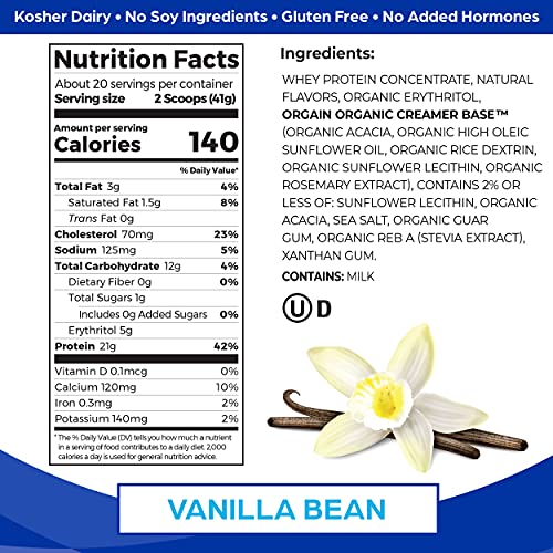 Orgain Whey Protein Powder, Vanilla Bean, 21g - Image 2