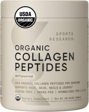 Sports Research Organic Collagen Peptides – Unflavored Powder