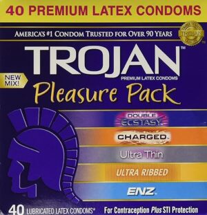 TROJAN Pleasure Pack Premium Latex Condoms, 40 Count