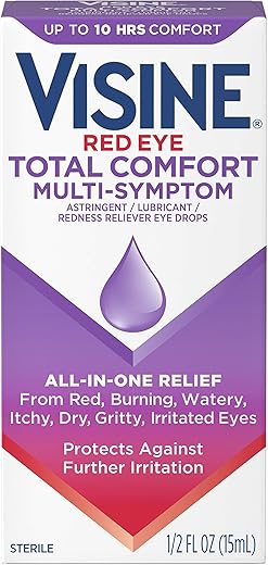 Visine Red Eye Total Comfort Eye Drops, Pack Of 4
