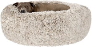 Furhaven Round Calming Donut Dog Bed, Shaggy Plush