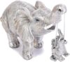 FriyGardcn Silver Elephant Statue Brings Good Luck