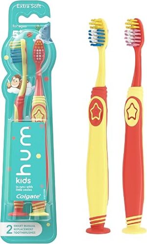 Colgate Smart Manual Toothbrush Replacement Pack, Yellow & Coral