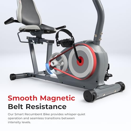 Sunny Health & Fitness Heavy-Duty Recumbent Smart Bike, Wide Seat - Image 2