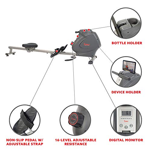 Sunny Health & Fitness Premium Magnetic Rowing Machine With Bluetooth - Image 3