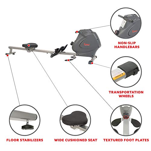 Sunny Health & Fitness Premium Magnetic Rowing Machine With Bluetooth - Image 4