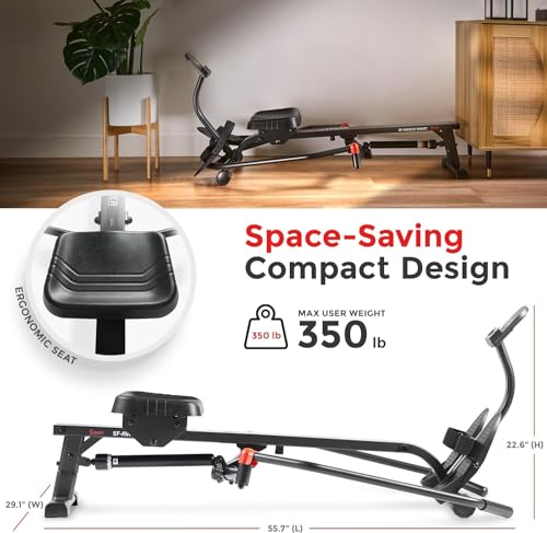 Sunny Health & Fitness Smart Compact Full Motion Rowing Machine - Image 4