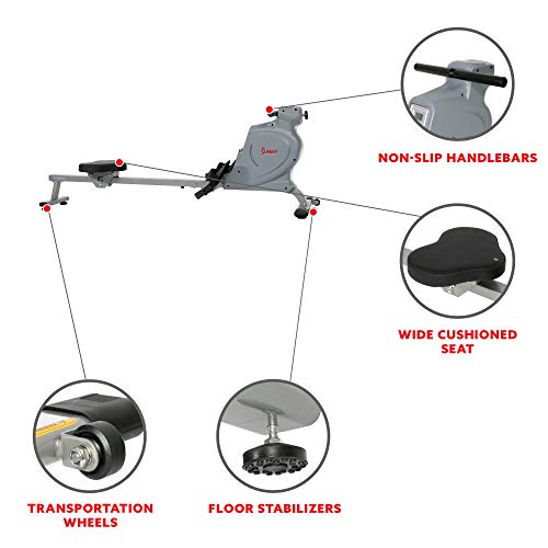 Sunny Health & Fitness Space Efficient Magnetic Rowing Machine - Image 4