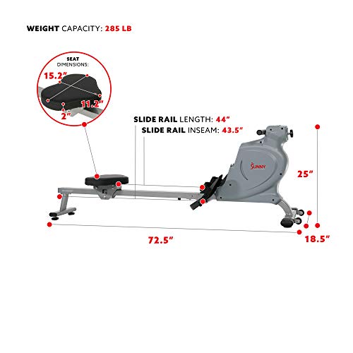 Sunny Health & Fitness Space Efficient Magnetic Rowing Machine - Image 5