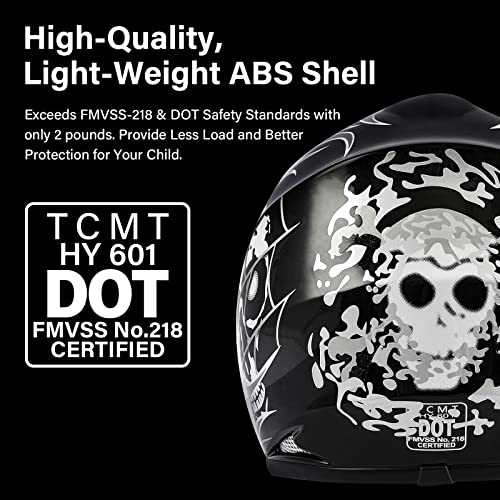 TCMT Kids Youth Black Motorcycle Offroad Helmet Set - Image 3
