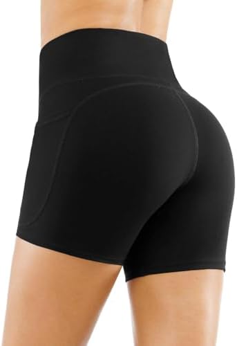THE GYM PEOPLE High Waist Women's Yoga Shorts With Pockets - Image 3