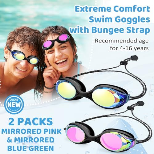 Vvinca Kids Swim Goggles With Bungee Strap - Image 2