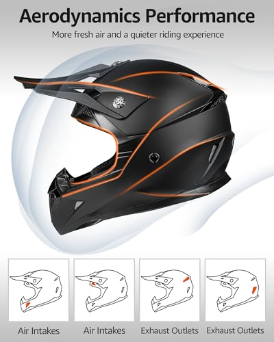 YEMA Adults Dirt Bike Helmets, YM-915, Black - Image 2