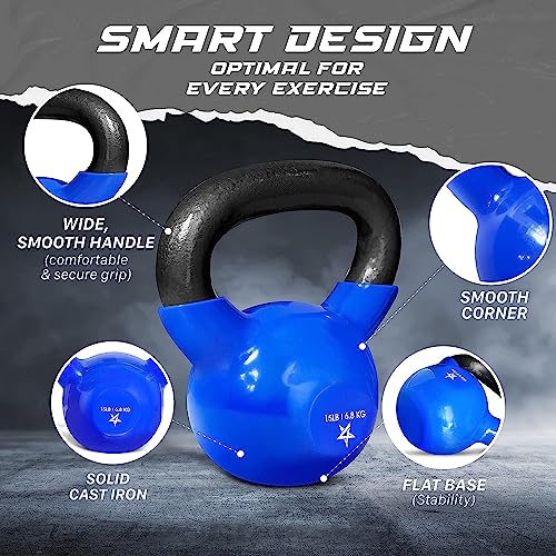 Yes4All Kettlebells Vinyl Coated Cast Iron 5-65lbs - Image 3