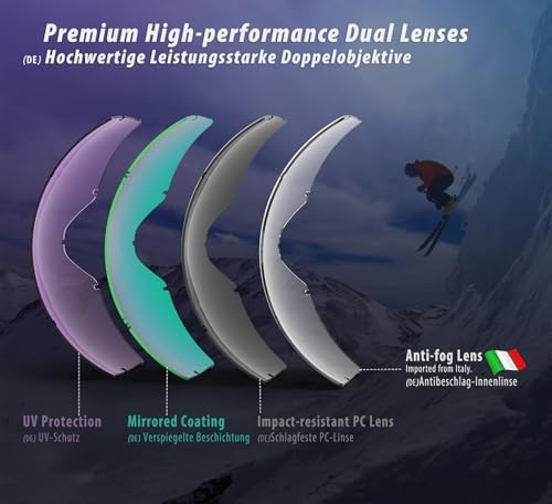 ZABERT OTG Ski Goggles, Anti-Fog UV Protection - Image 5
