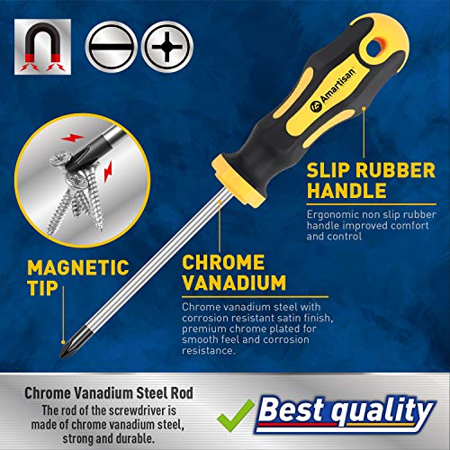 Amartisan 10-Piece Magnetic Screwdriver Set, Cushion Grip - Image 2