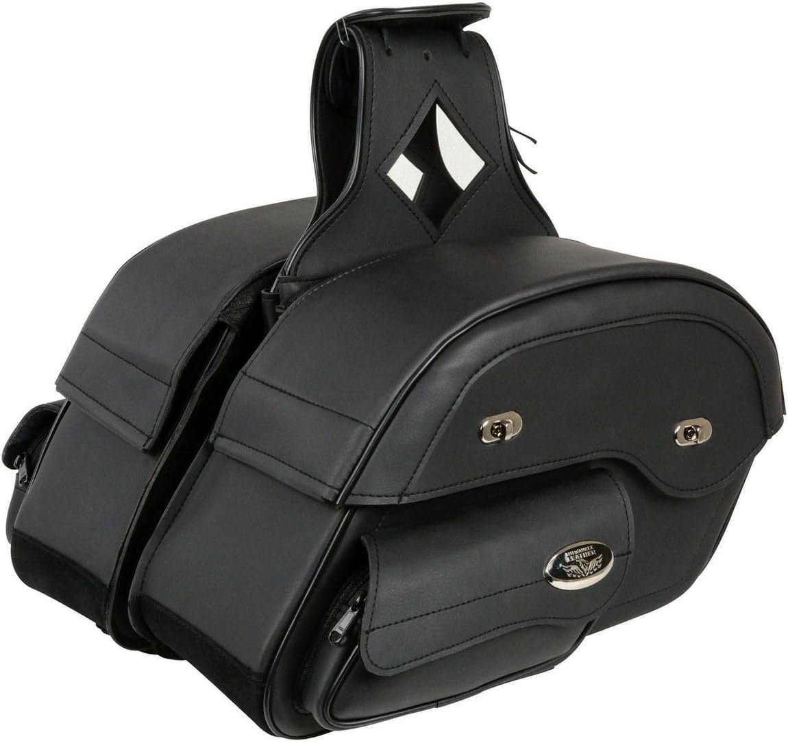 Milwaukee Leather Black PVC Cruiser Slant Pouch Saddlebags MP8305