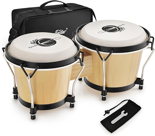 Eastar Bongo Drums 6” and 7” Natural Finish, EBO-1