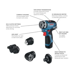 Bosch GSR12V-300FCB22 12V Max EC Flexiclick Drill/Driver System