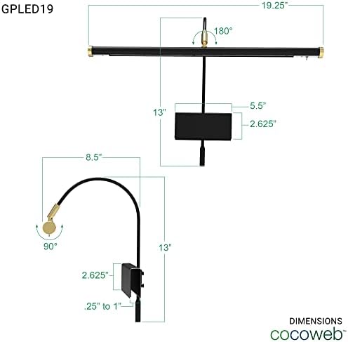 Cocoweb Adjustable Grand Piano Lamp - Black GPLED19D - Image 2