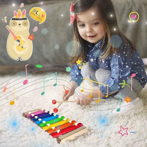 DIFFYBOX Kids Wooden Xylophone Musical Instrument Gift - Image 3