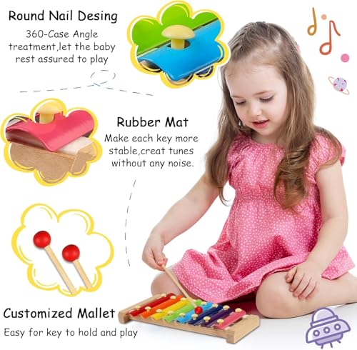 DIFFYBOX Kids Wooden Xylophone Musical Instrument Gift - Image 4