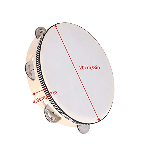 Dreokee 8 Inch Wooden Hand Held Tambourine - Image 2