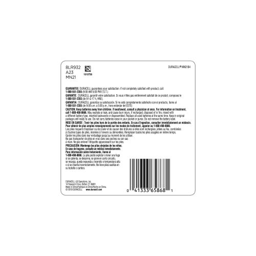 DURACELL 21/23 12V Alkaline Battery, 4 Count - Image 2