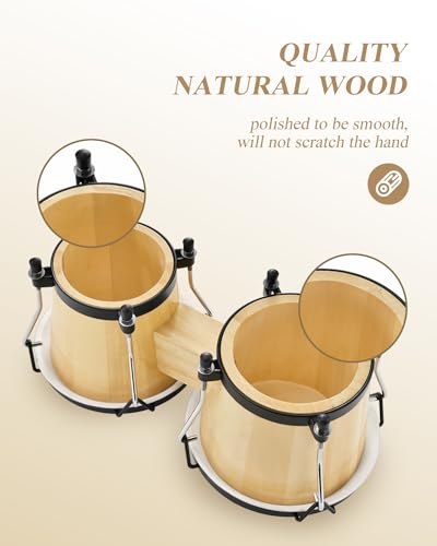 Eastar Bongo Drums 6” and 7” Natural Finish, EBO-1 - Image 4