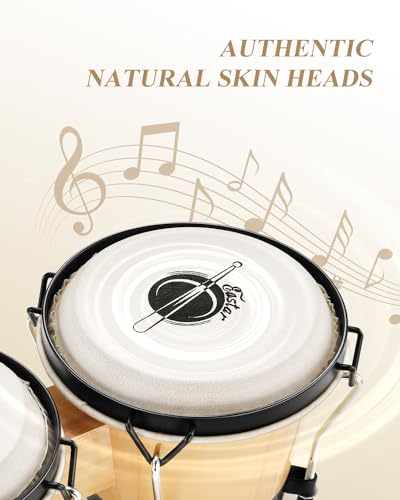 Eastar Bongo Drums 6” and 7” Natural Finish, EBO-1 - Image 2