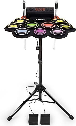 GrowDaily Kids Electric Drum Set, 9 Pads With Stand