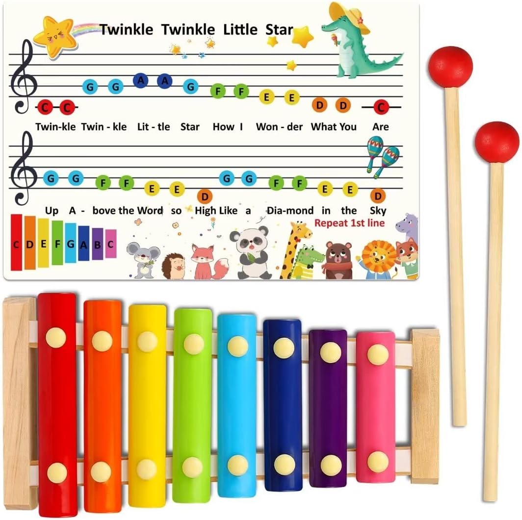 DIFFYBOX Kids Wooden Xylophone Musical Instrument Gift
