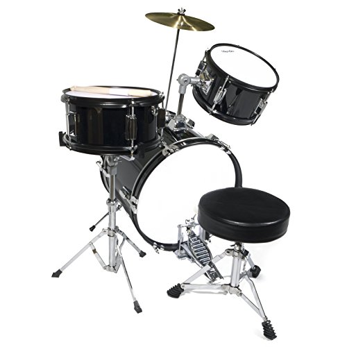 Mendini by Cecilio 3-Piece Kids Drum Set, Black - Image 2