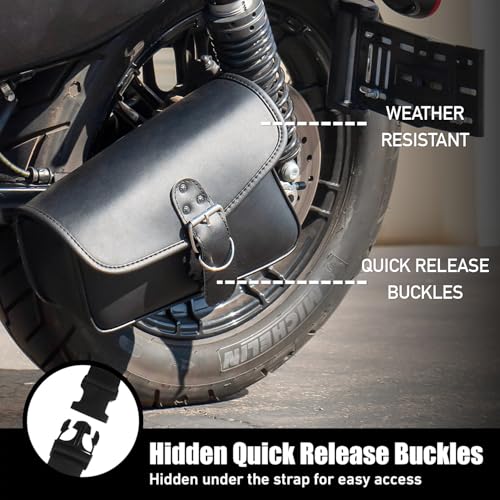 Nomad USA Motorcycle Swing Arm Bag Black Synthetic Leather - Image 2