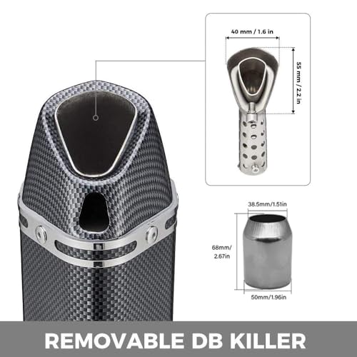 PACEWALKER Exhaust Muffler Carbon Fiber With DB Killer - Image 5