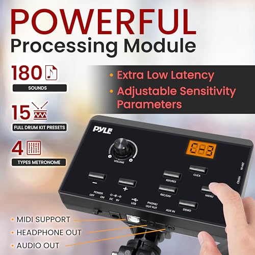 Pyle Electronic Drum Set With Mesh Pads - Image 3