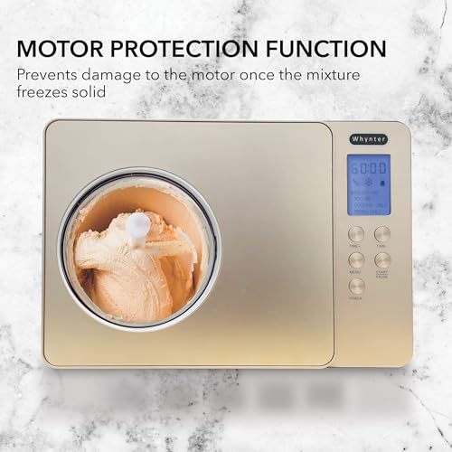 Whynter Whynter Ice Cream Maker Machine & Yogurt Automatic 2 Qt. With Built-in Compressor, LCD Digital Display & Timer, No Pre-Freezing, ICM-220CGY, Champagne Gold - Image 3