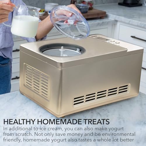 Whynter Whynter Ice Cream Maker Machine & Yogurt Automatic 2 Qt. With Built-in Compressor, LCD Digital Display & Timer, No Pre-Freezing, ICM-220CGY, Champagne Gold - Image 4