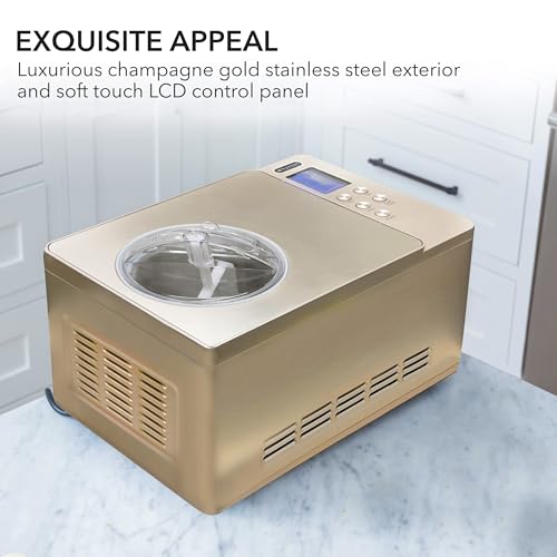 Whynter Whynter Ice Cream Maker Machine & Yogurt Automatic 2 Qt. With Built-in Compressor, LCD Digital Display & Timer, No Pre-Freezing, ICM-220CGY, Champagne Gold - Image 5
