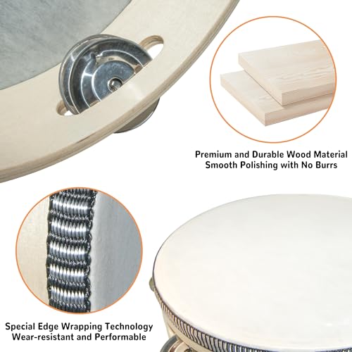 YAYUZEST Tambourine With Wooden Frame, 4 Inch - Image 4