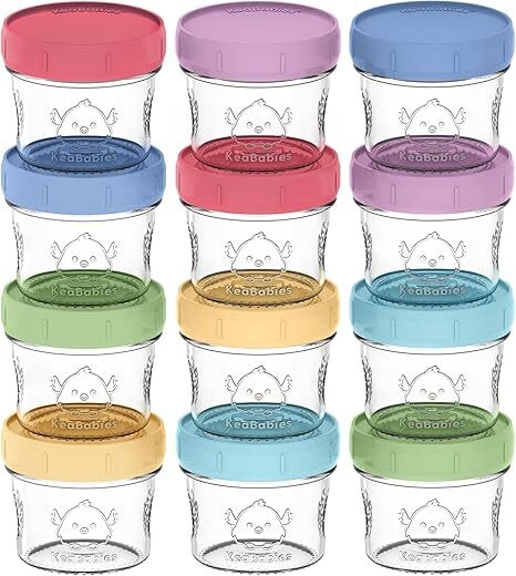 KeaBabies 12pk 4oz Glass Baby Food Containers
