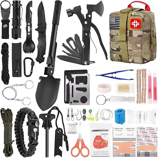 LUXMOM 142Pcs Survival and First Aid Kit