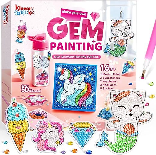Klever Kits 16 Projects Gem Art, Kids Diamond Painting Kit
