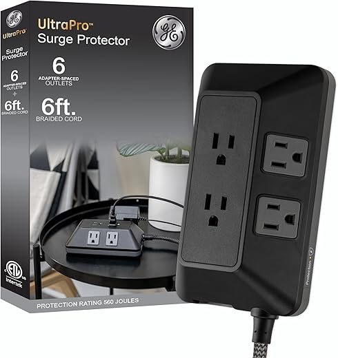 GE 6-Outlet Surge Protector, 6 Ft Cord 70614